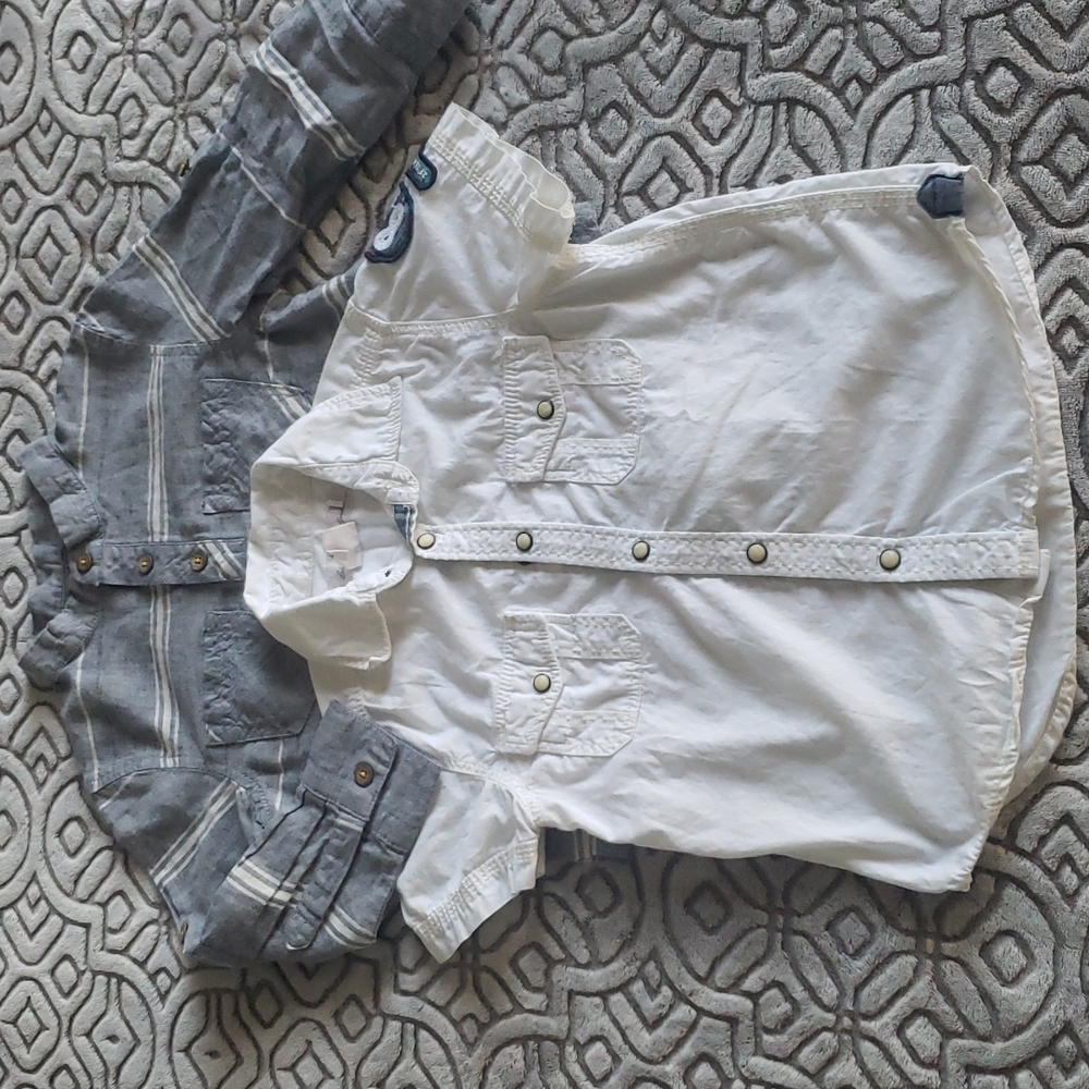 Boys shirt bundle white short sleeve and nautical light blue heather gra…